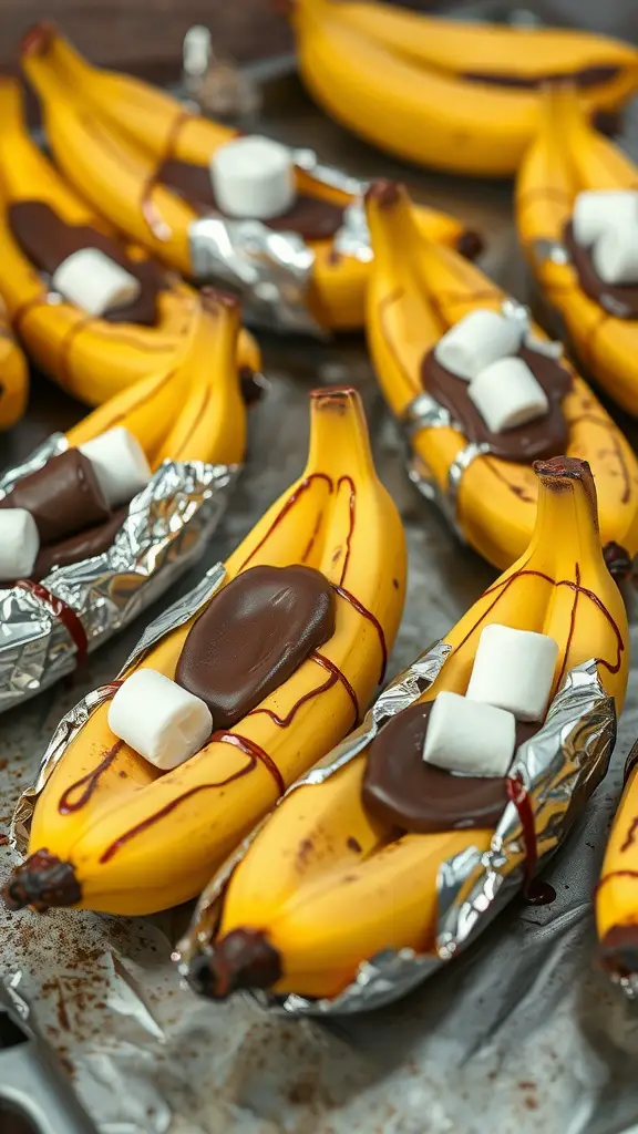 Delicious chocolate banana boats for camping