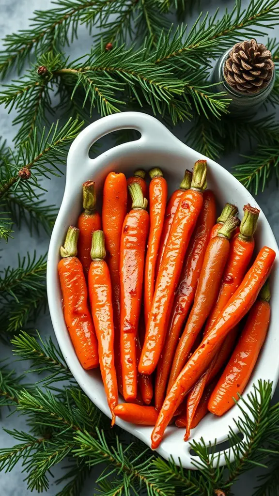 Maple glazed carrots in a dish