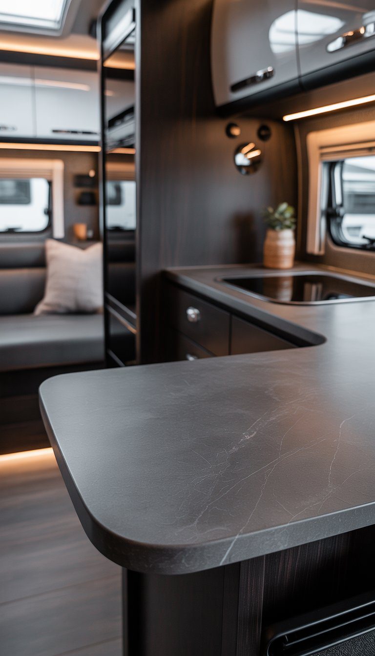 Graphite Disc Rv 21 Dark Interior RV Decorating Ideas for a Sophisticated Feel ...