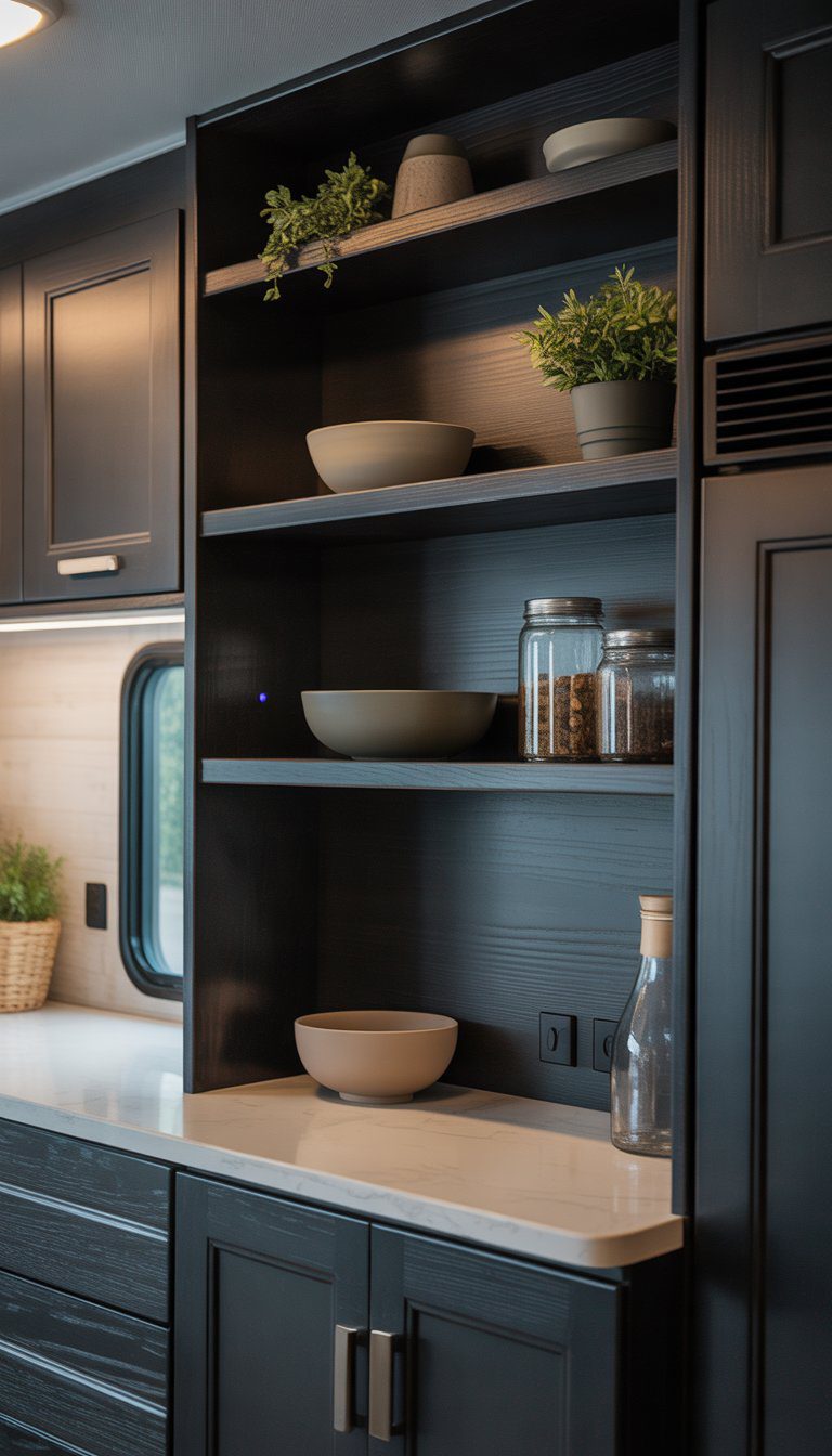 23 Dark Cabinet RV Decorating Ideas for a Sleek Look - rvshowoff.com