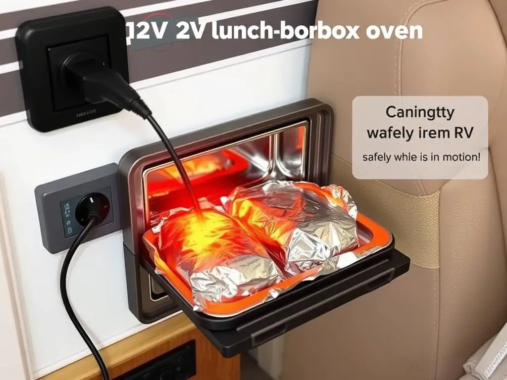 12V lunchbox oven warming food in an RV 12V lunchbox oven warming food in an RV