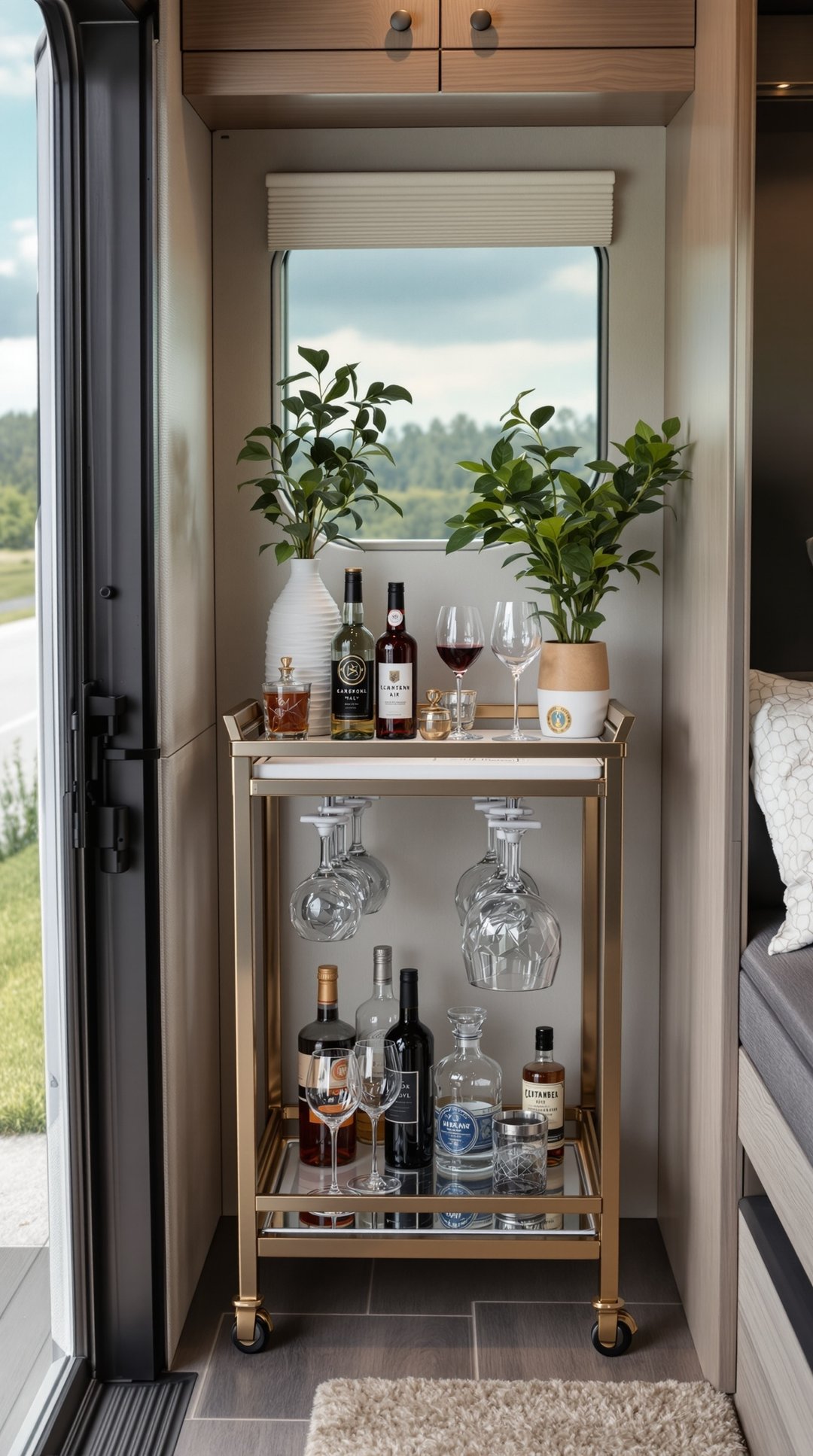 Stylish Bar Cart Setup