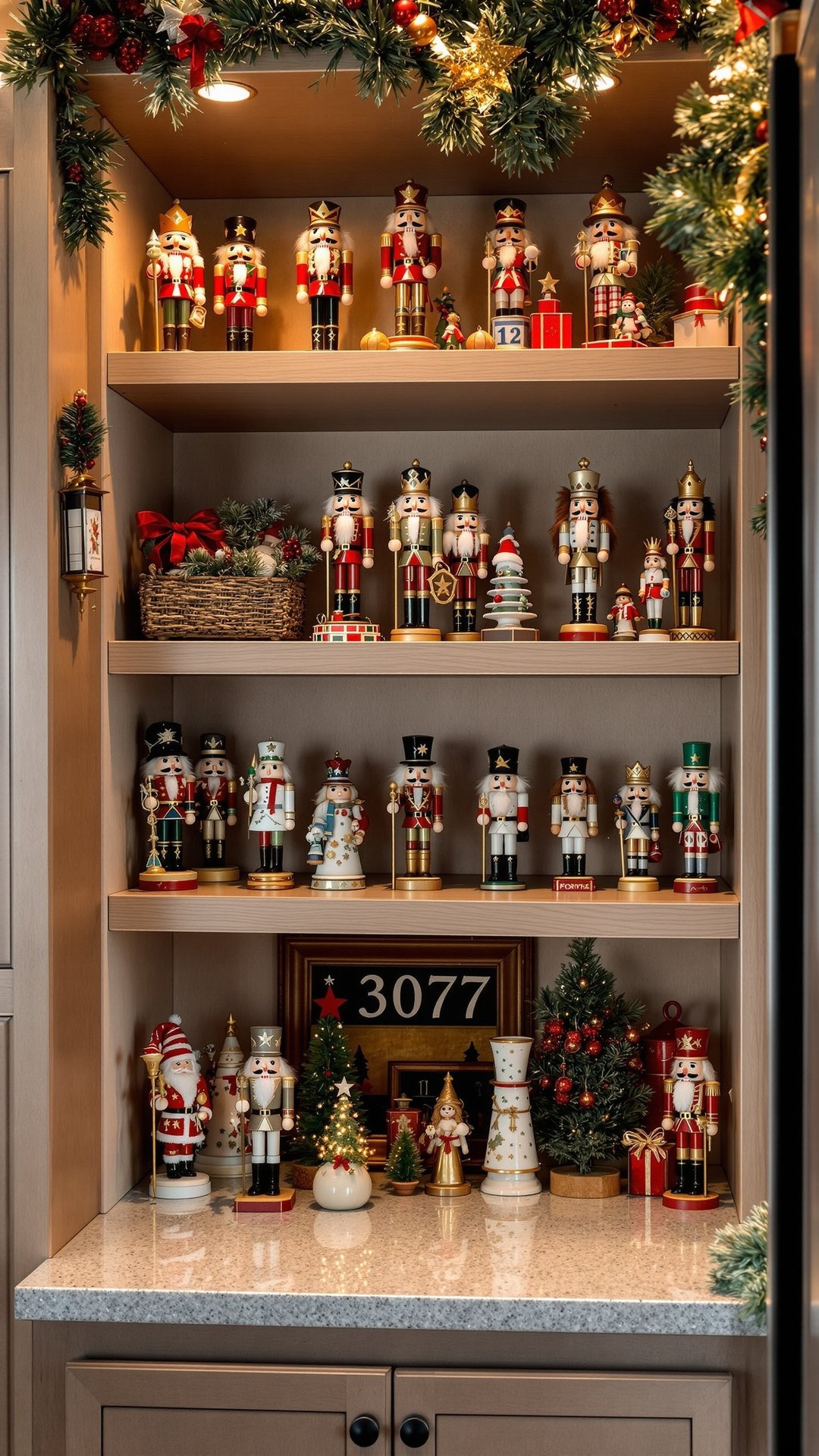Nutcracker figurines displayed on RV shelves