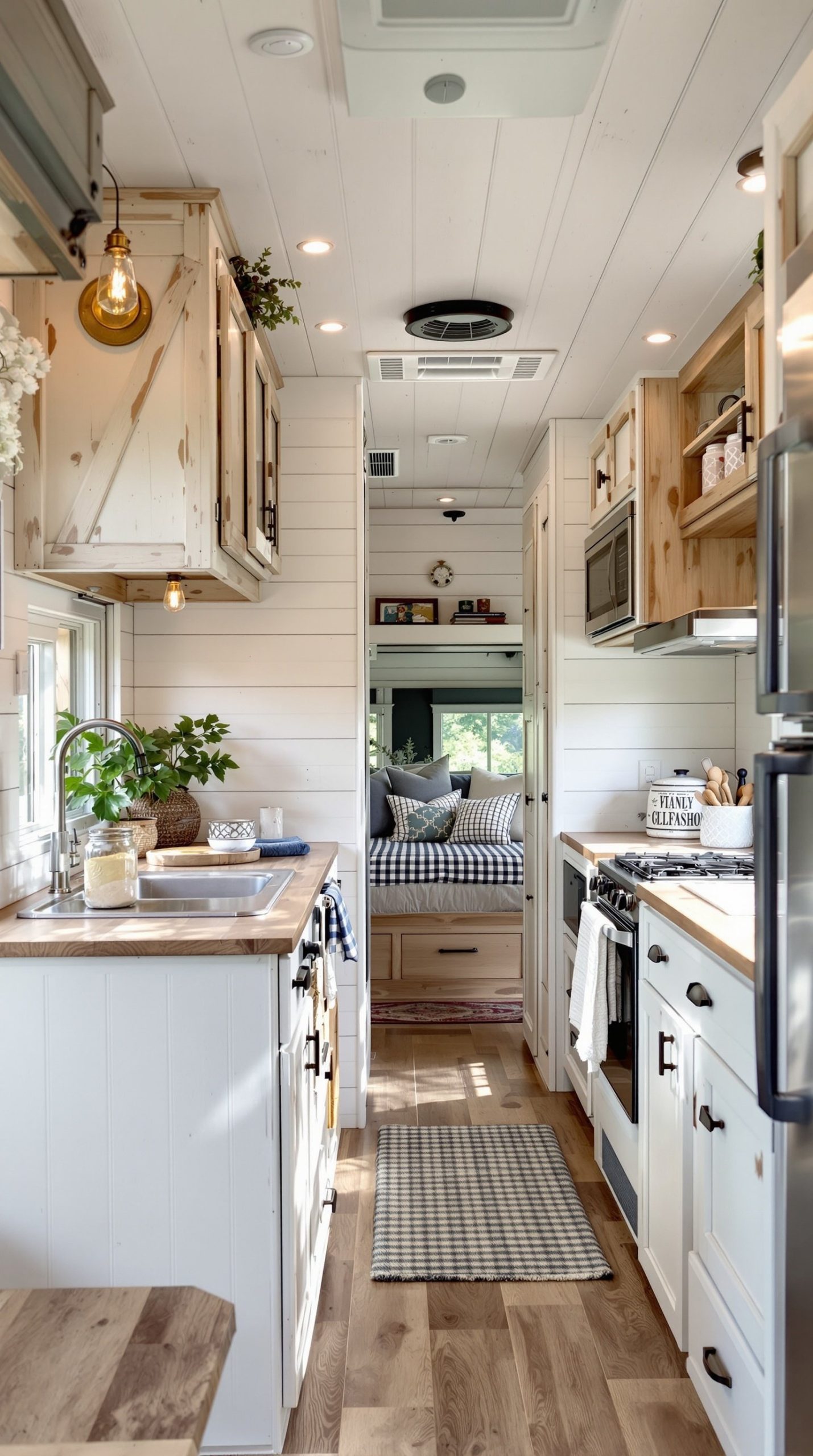 Rustic Farmhouse White RV Interior