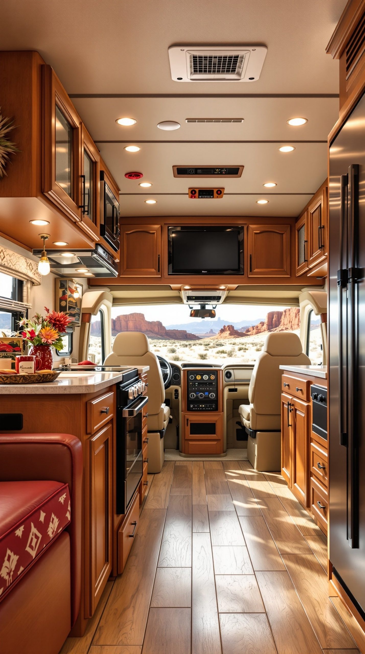 Western Red and Tan RV Interior