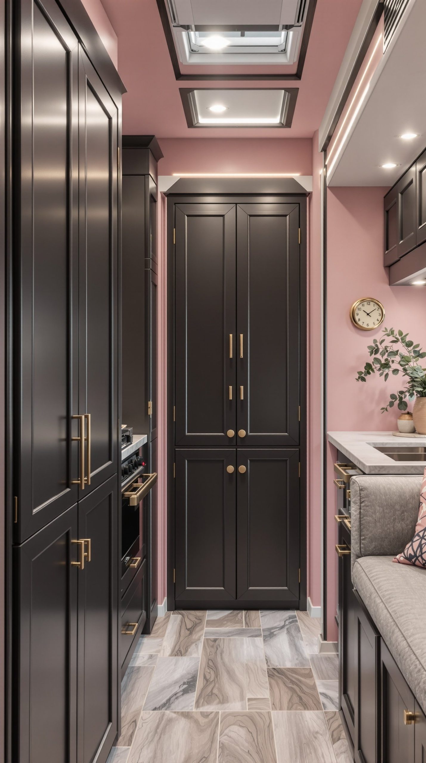 Dusty Rose and Charcoal Sophisticated RV Interior