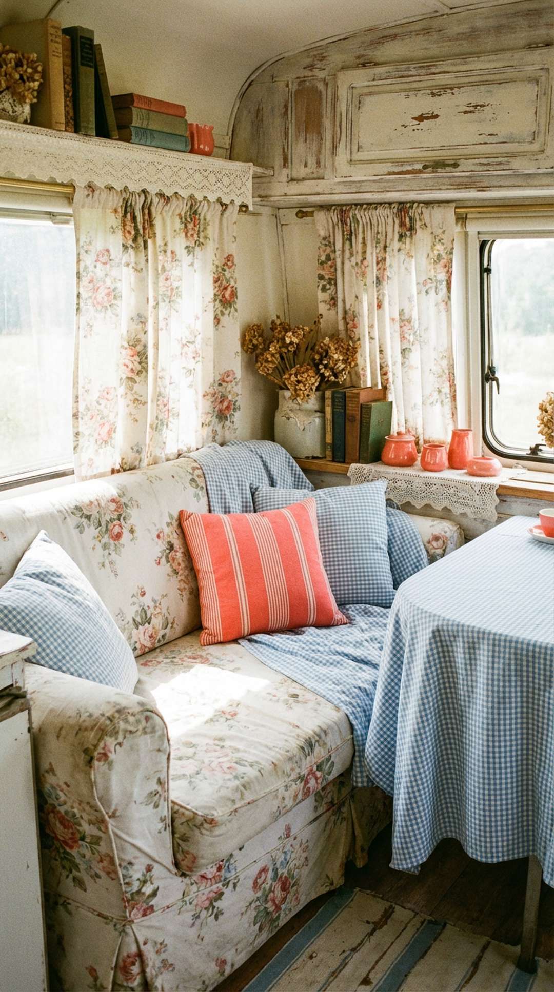 60-30-10 color rule applied to shabby chic camper patterns