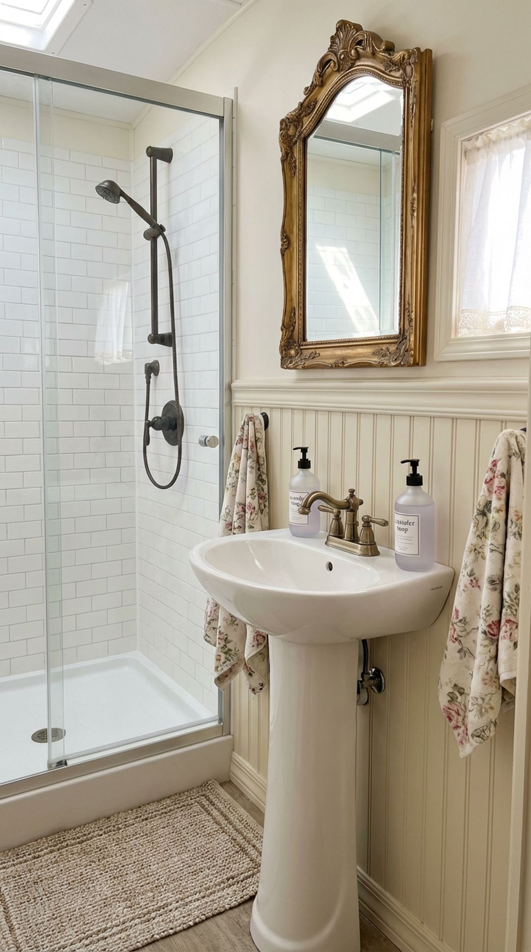 French Country Bathroom with Modern Fixtures