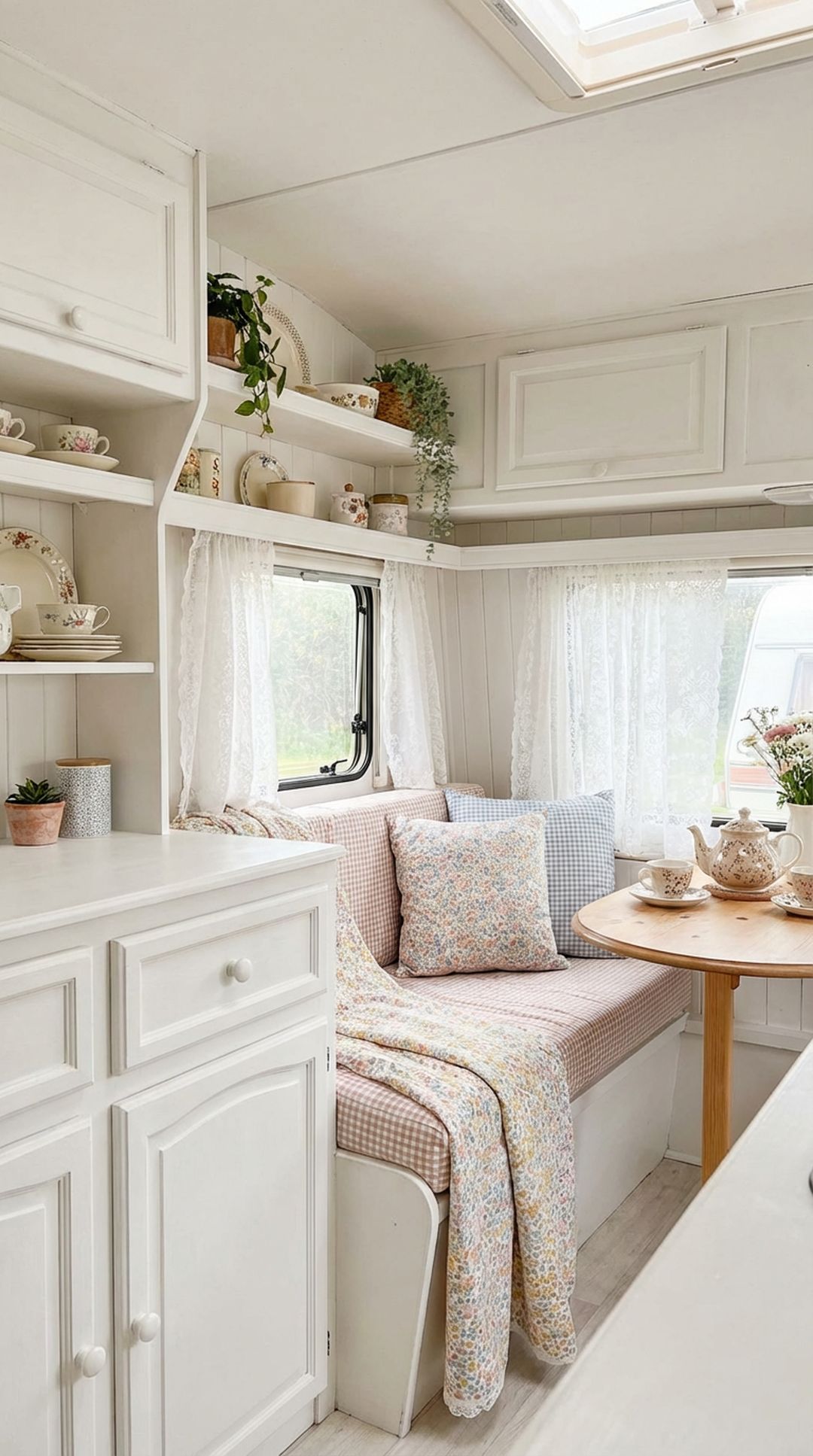 Small-scale patterns perfect for compact shabby chic camper