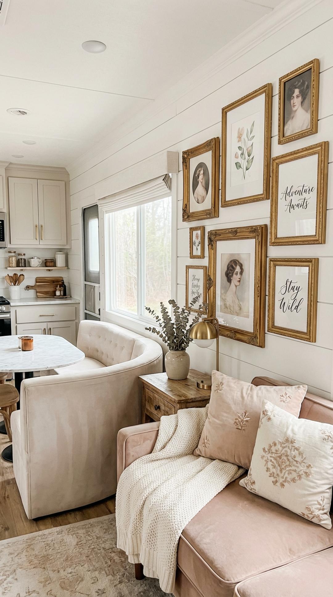 2. Gallery Wall with Gold Ornate Frames