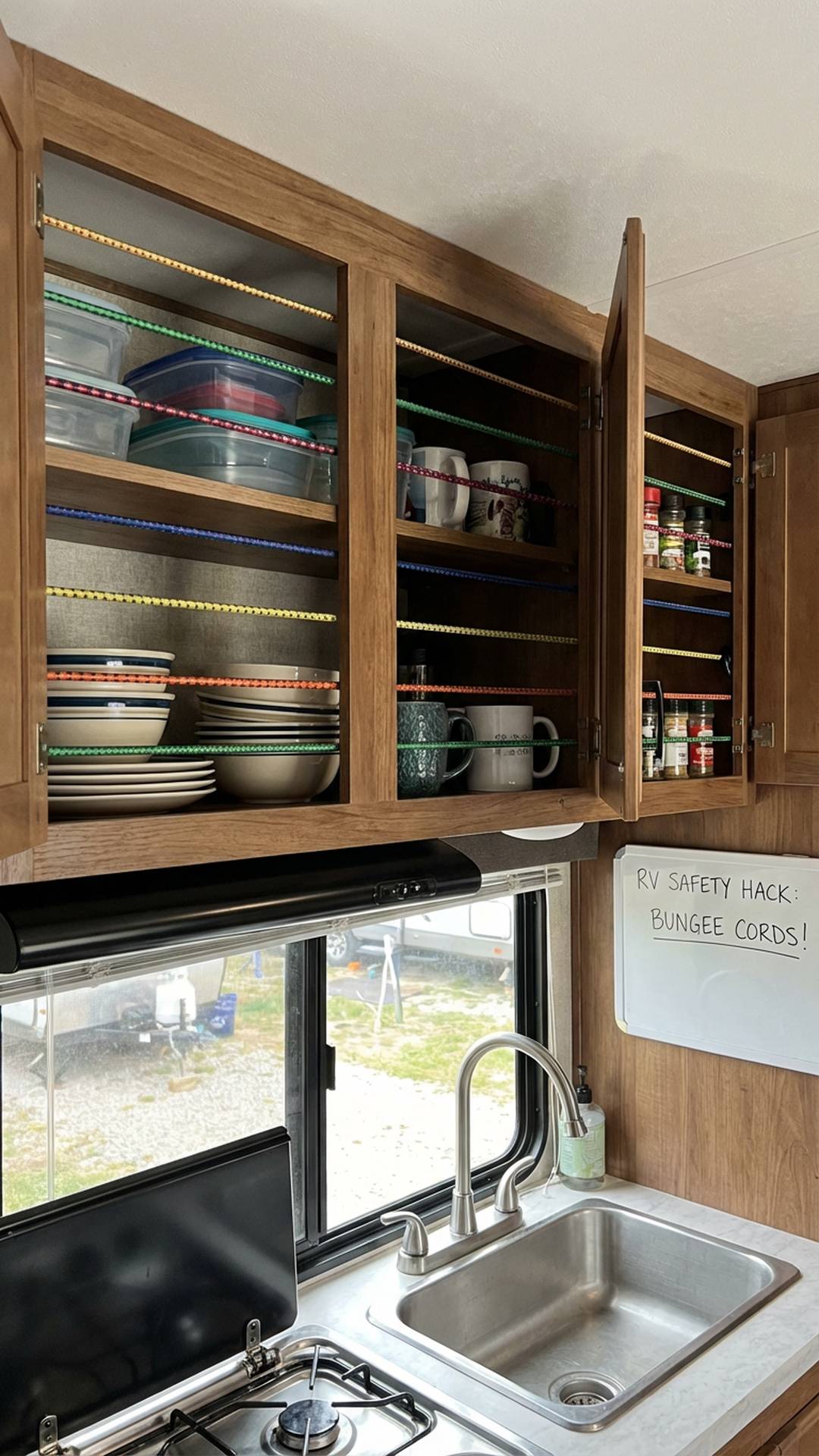 Bungee Cord Cabinet Retention