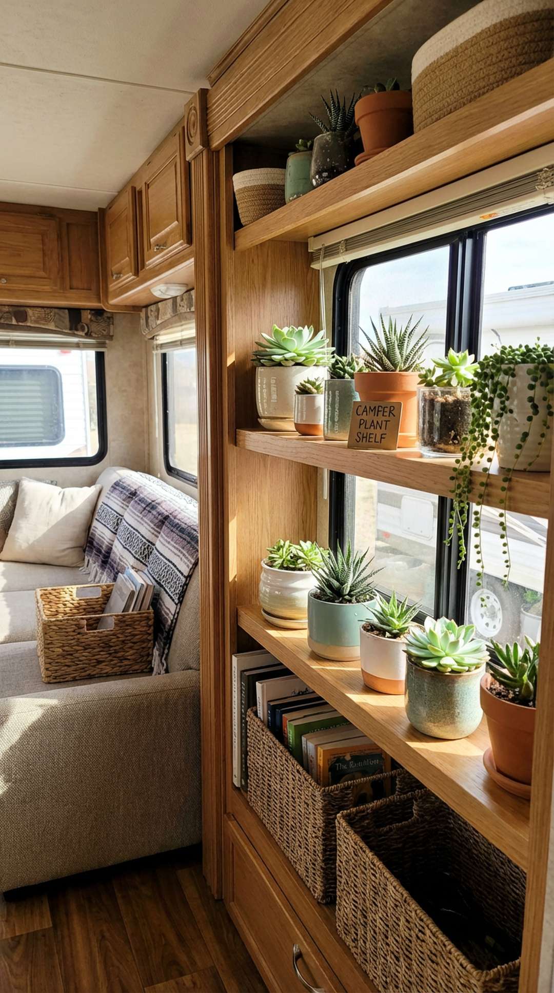 Succulent garden display in RV