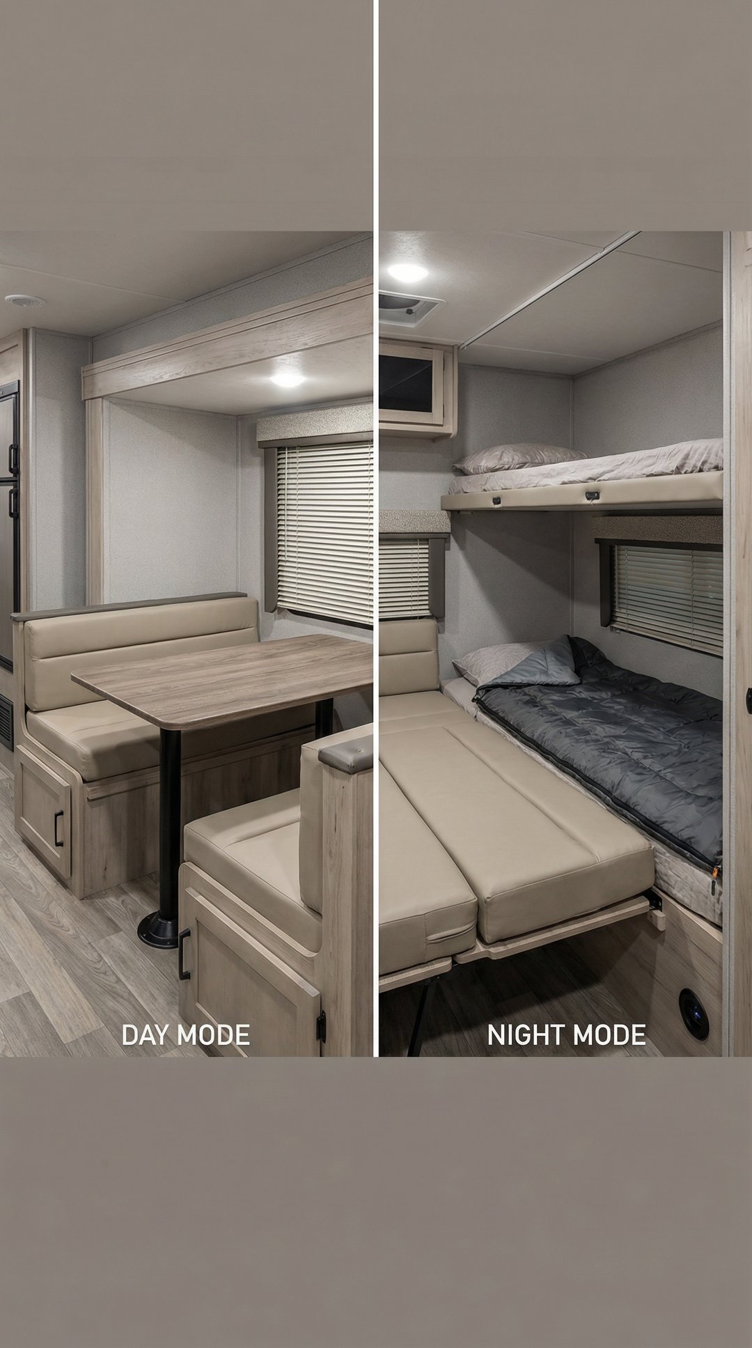 Booth dinette converts to bunk bed