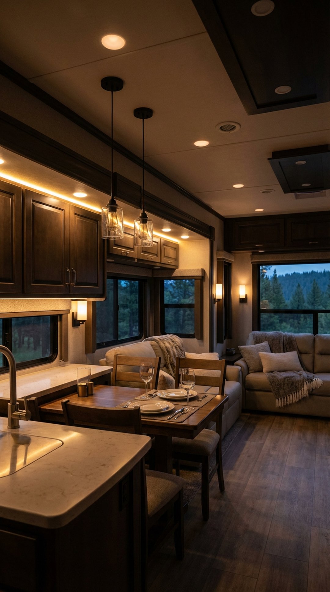Upgraded lighting in 5th wheel