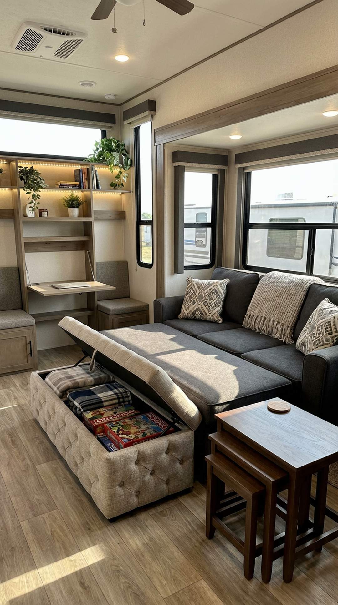Multi-functional furniture in RV living room