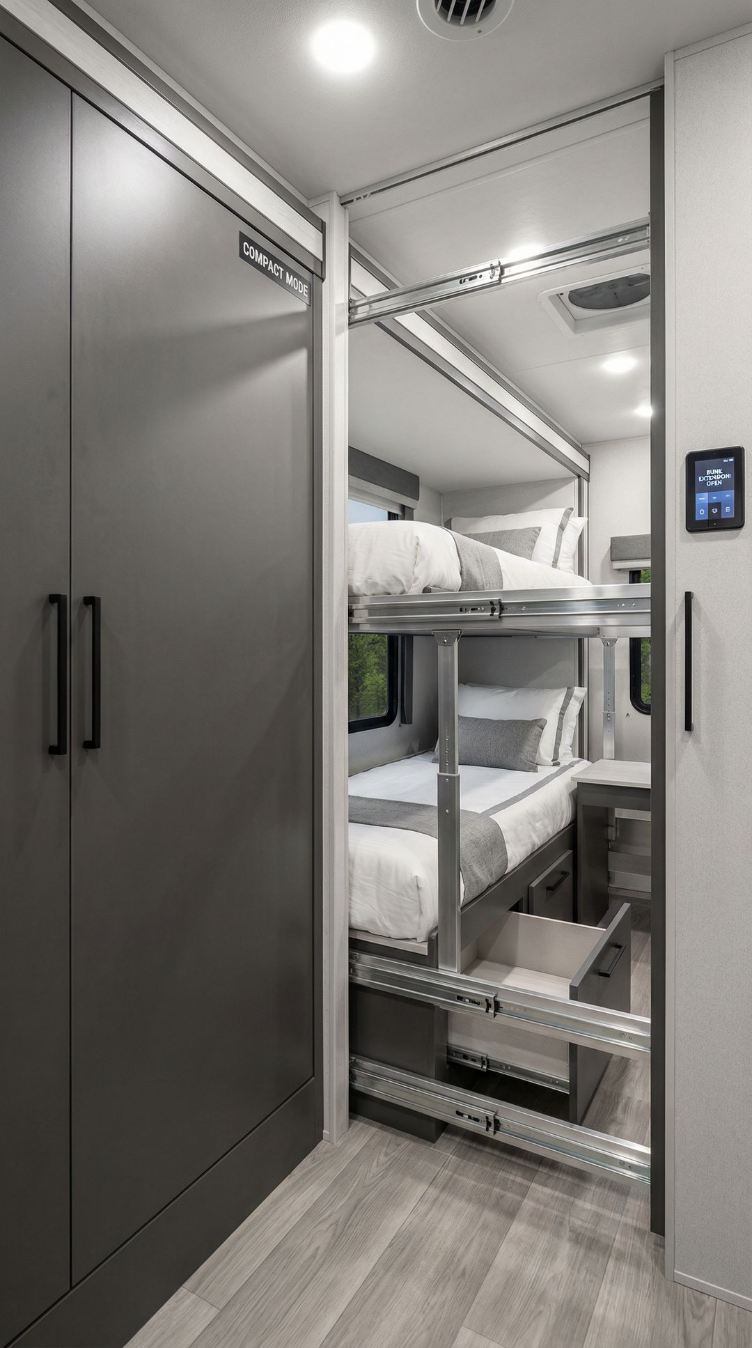 Slide-out bunk mechanism in RV