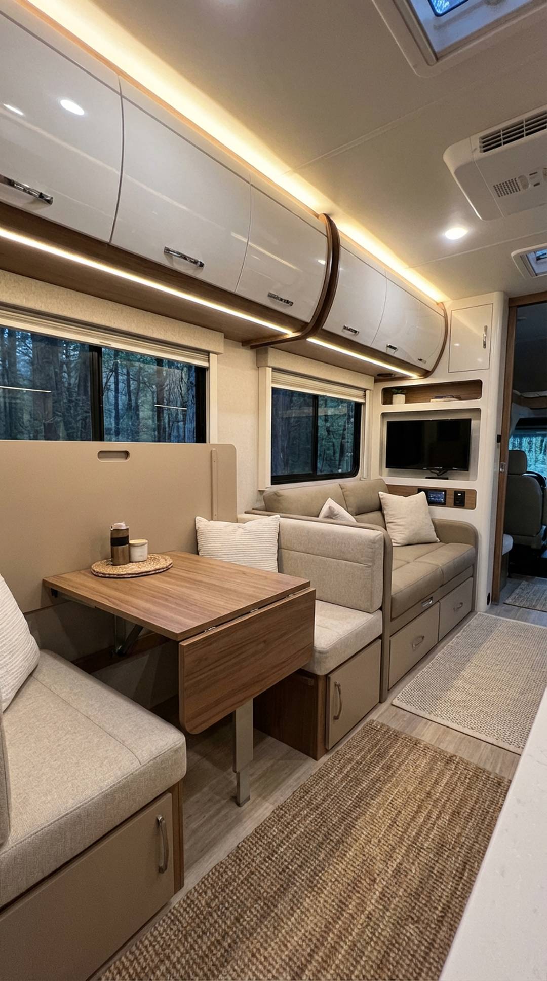 Space-saving furniture in 5th wheel RV