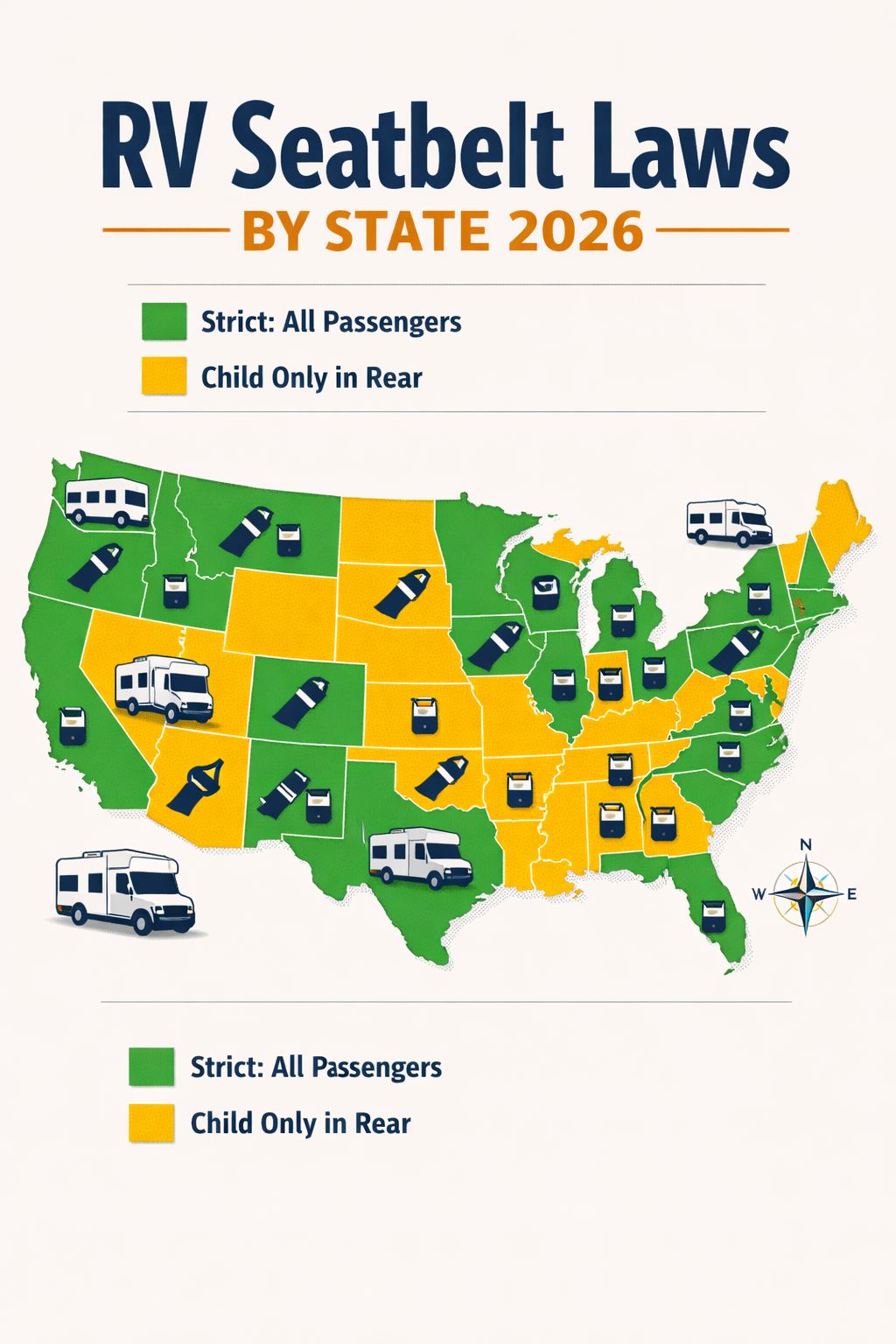 Portrait/Pinterest format () detailed infographic-style illustration showing a US map with color-coded states indicating