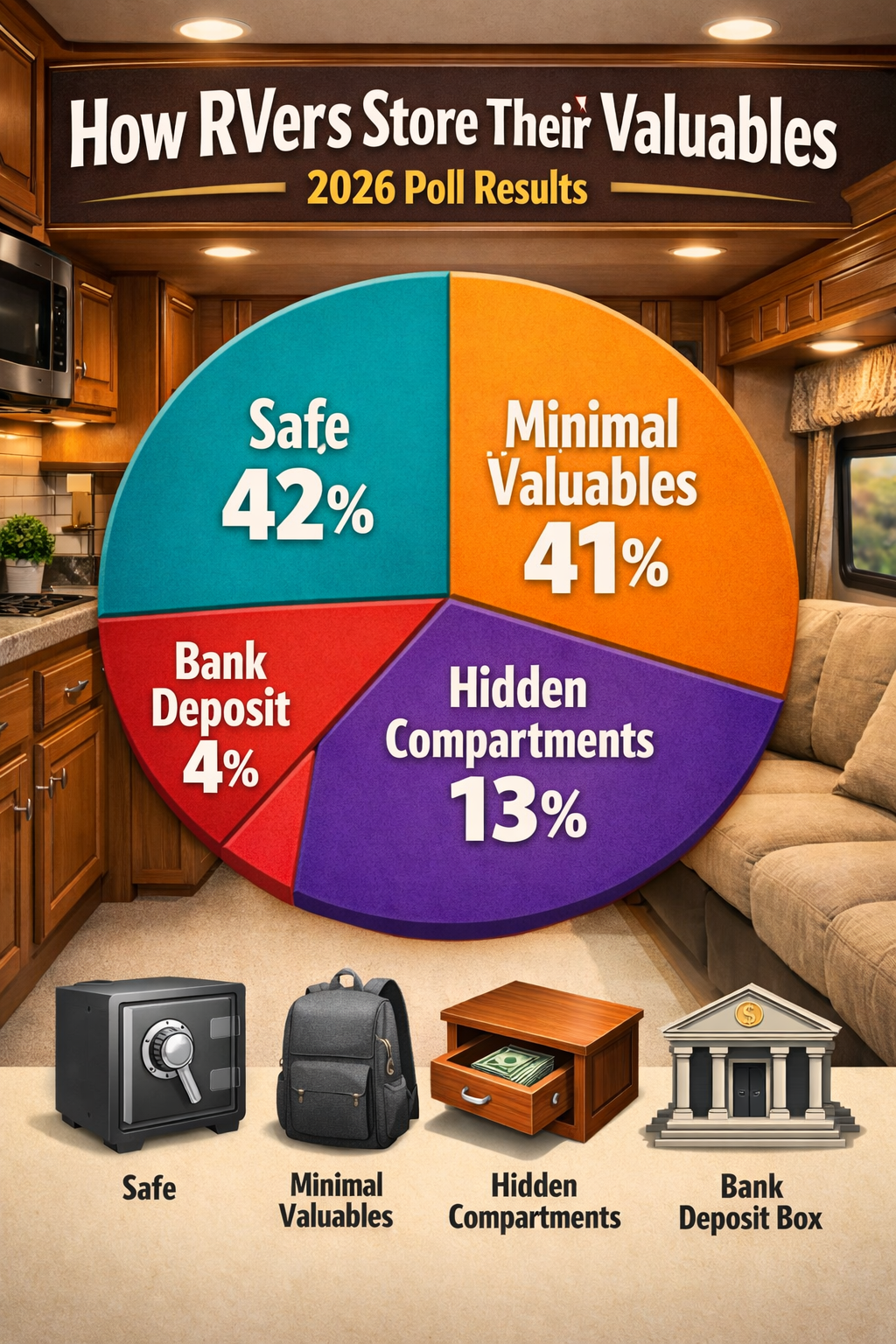 Portrait/Pinterest format () infographic-style image showing a colorful pie chart poll results graphic with four segments