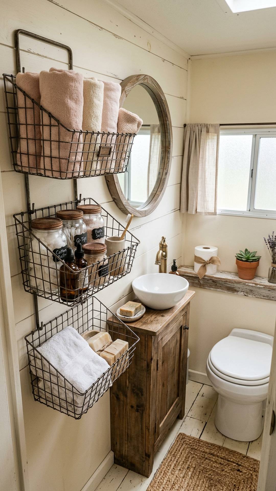 4. Hang Baskets in the Bathroom
