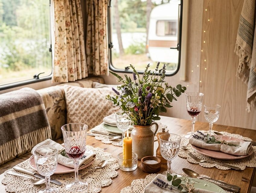 16 Table Setting Ideas for Dining in Your Shabby Chic Camper