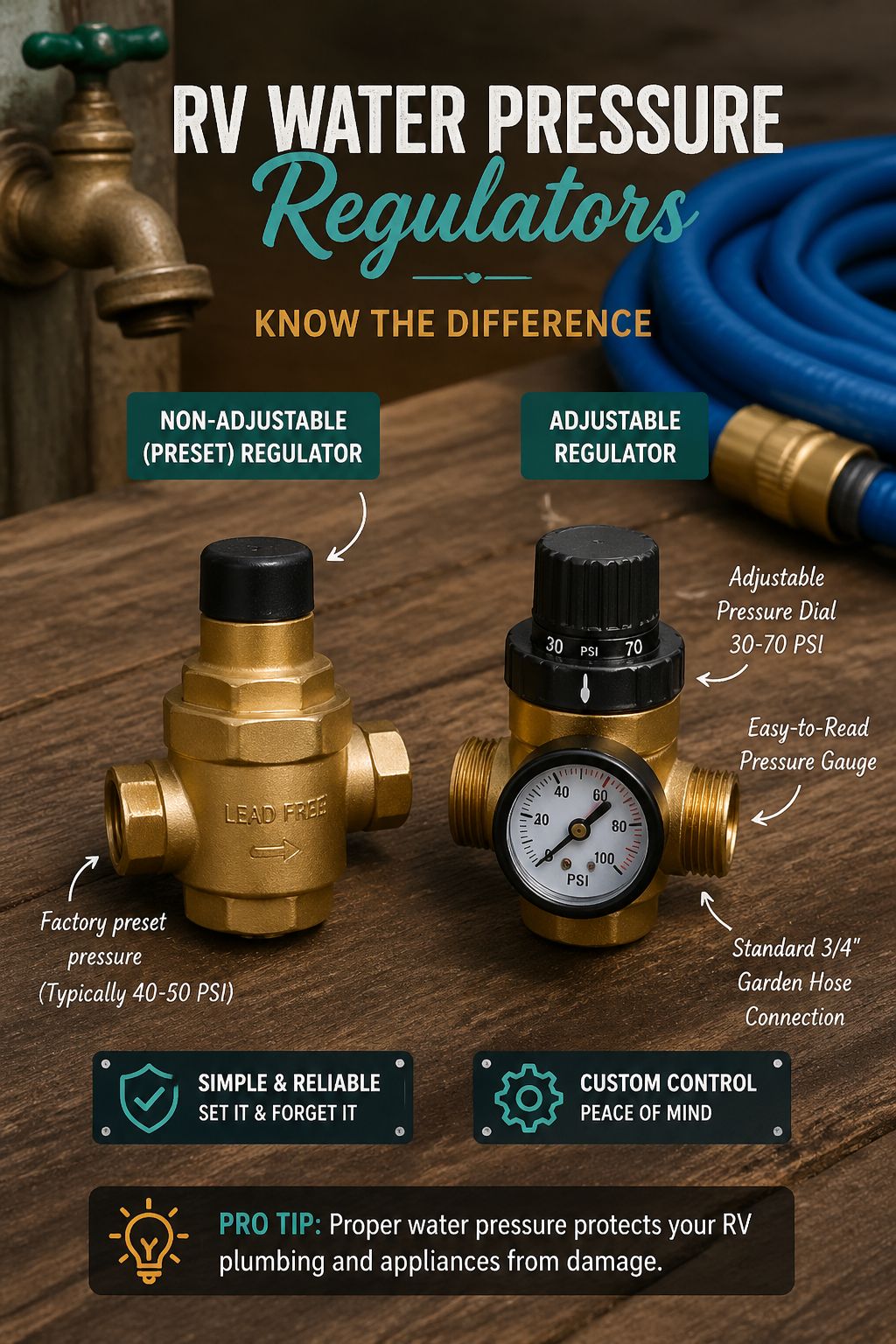 Portrait/Pinterest format () close-up product comparison flat-lay photograph on a rustic wooden surface showing two types of