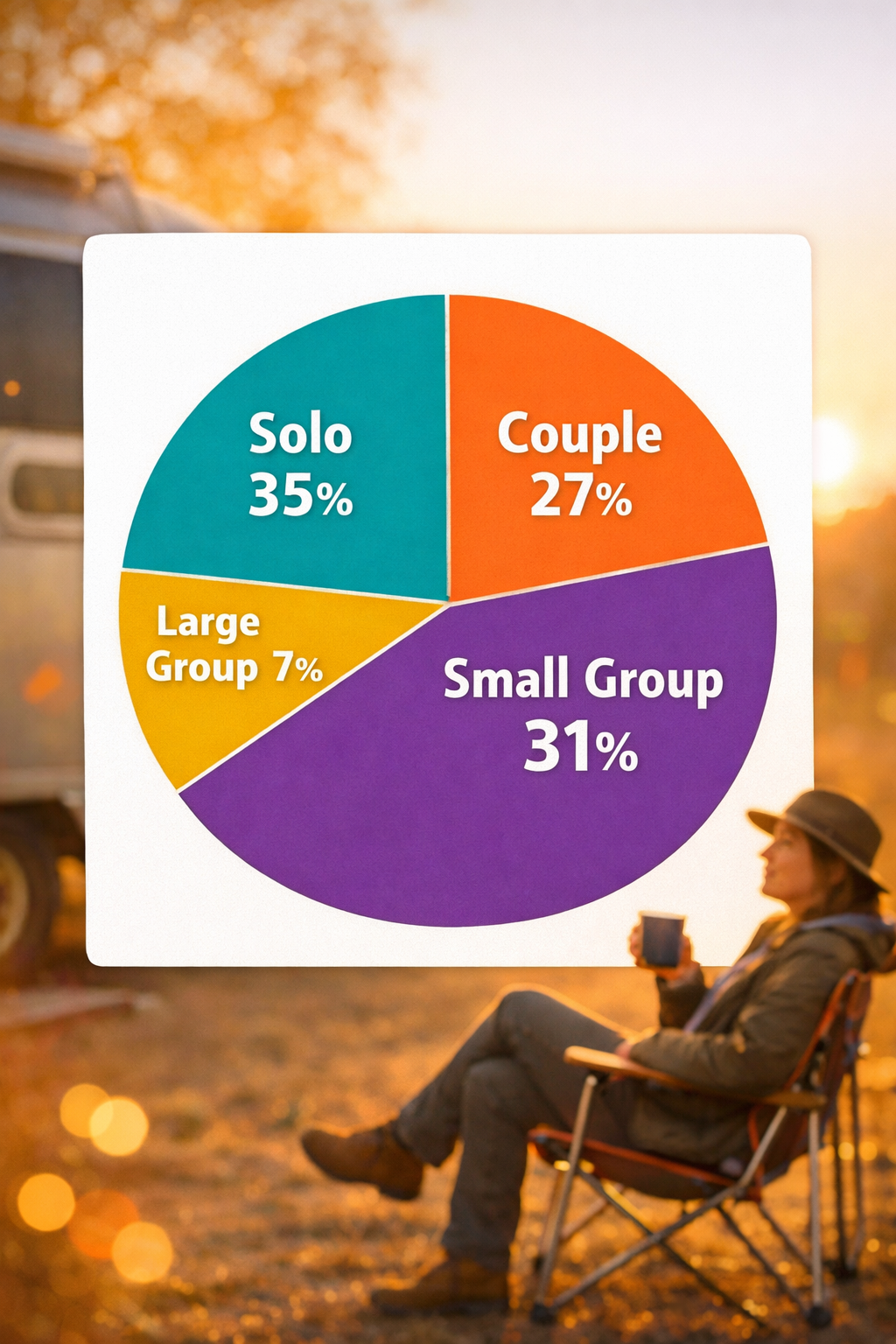 Portrait/Pinterest format () infographic-style editorial image showing a colorful pie chart graphic overlaid on a blurred