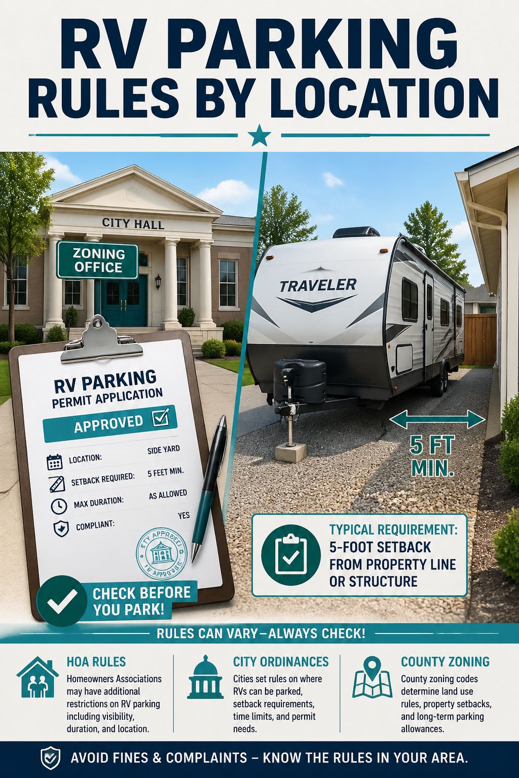Portrait/Pinterest format () infographic-style illustration showing a split-scene: left side depicts a friendly city hall