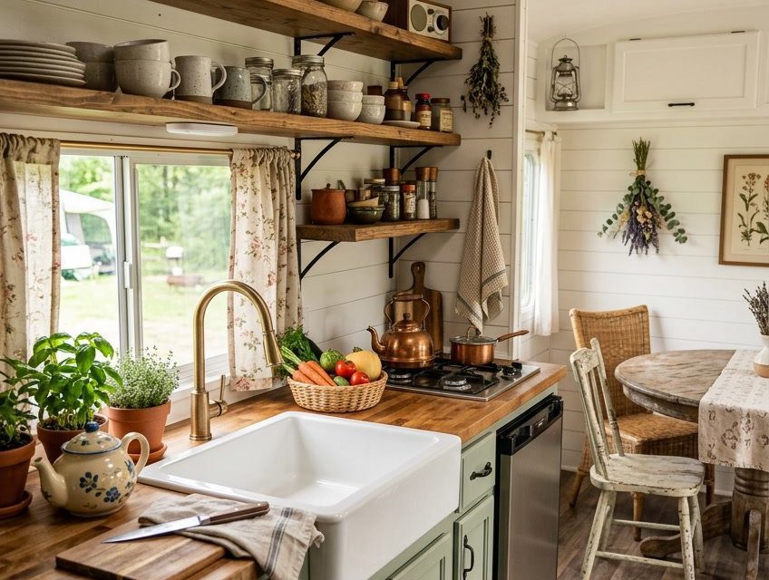 17 RV Kitchen Makeover Ideas for a Cottage-Style Camper