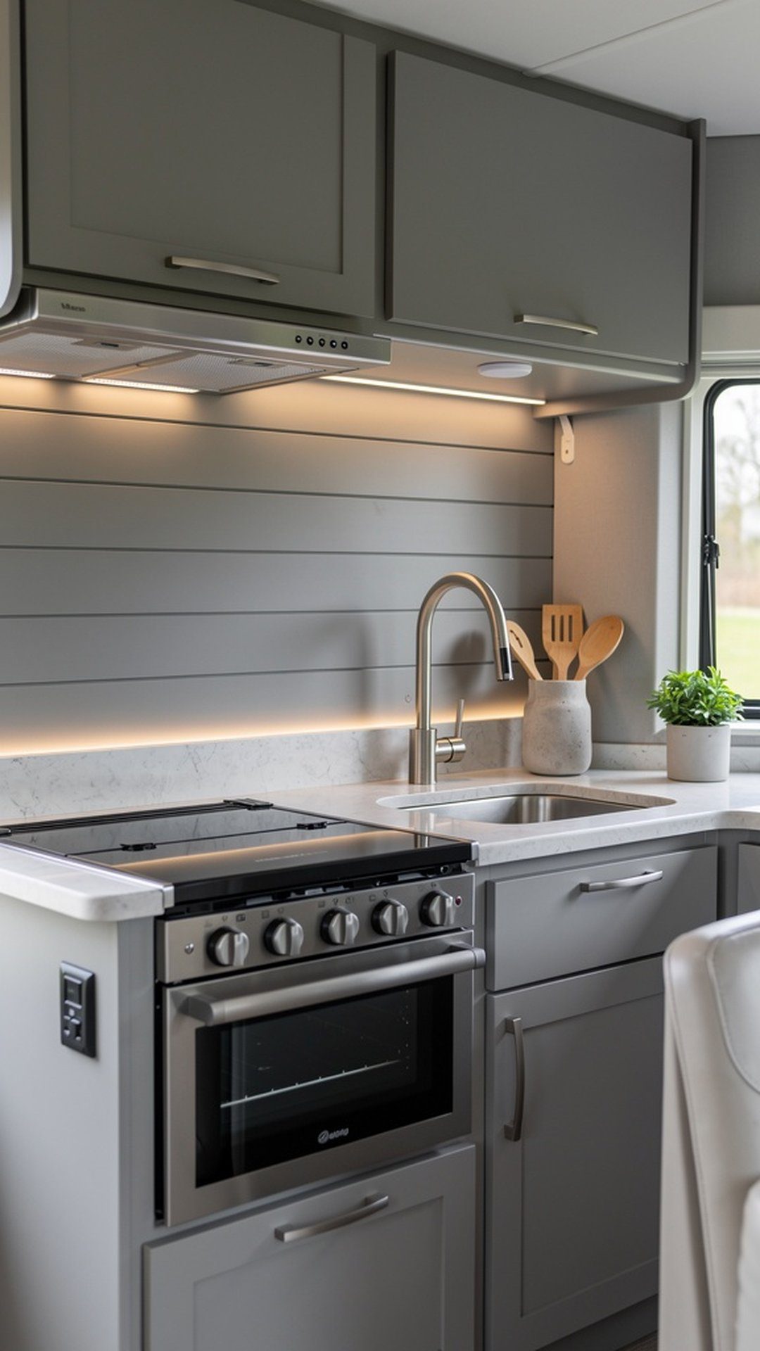 Modern Gray Shiplap Backsplash
