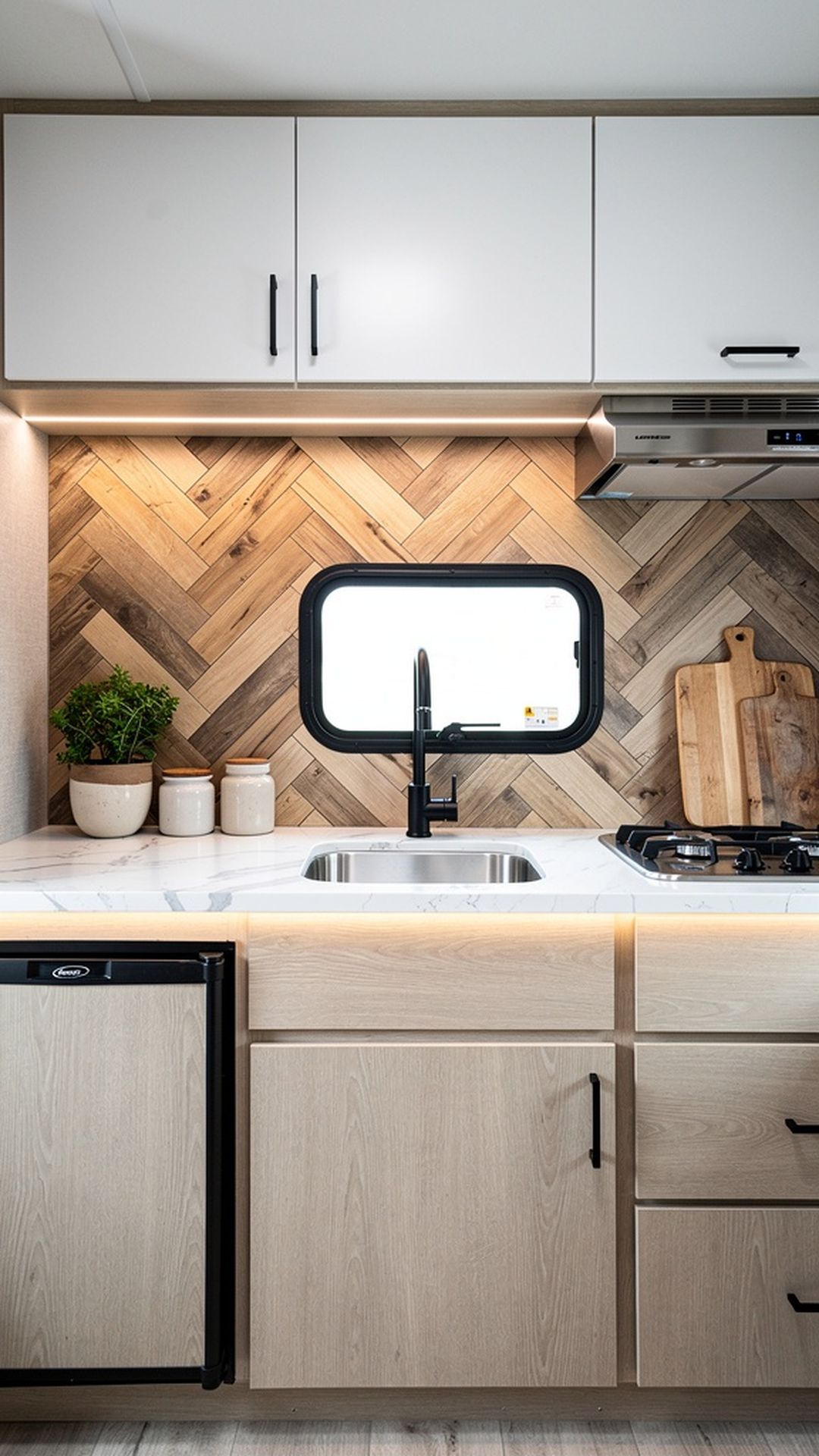 Herringbone Pattern Shiplap Backsplash