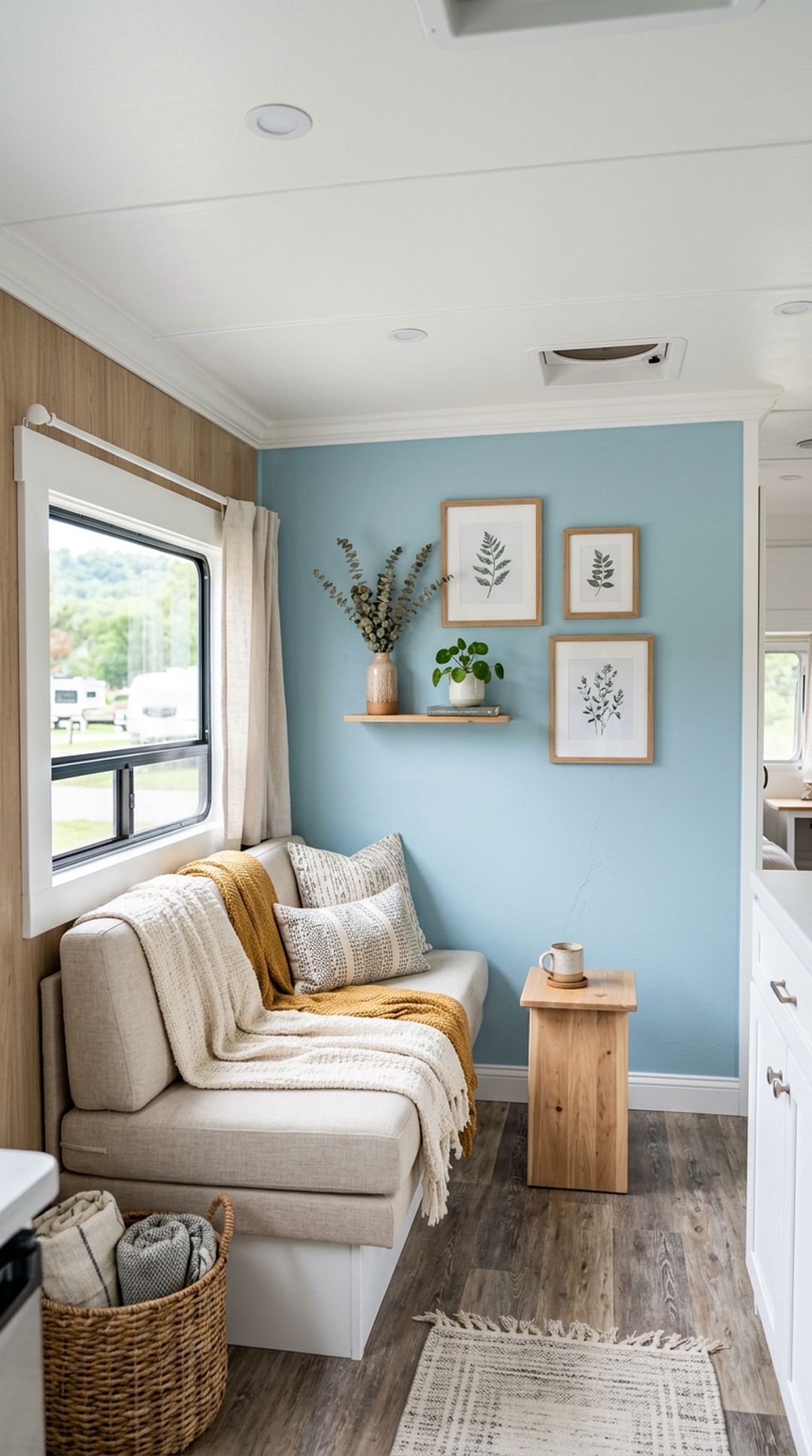 4. Light Blue Accent Wall