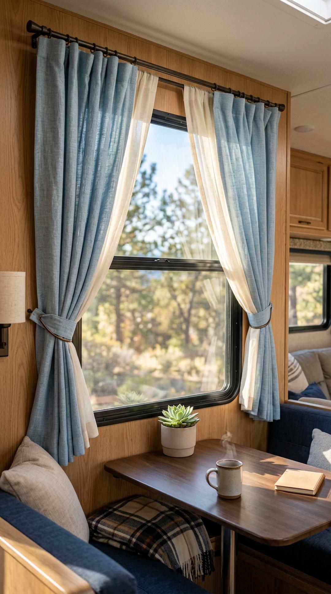 3. Light Blue Curtains or Window Treatments