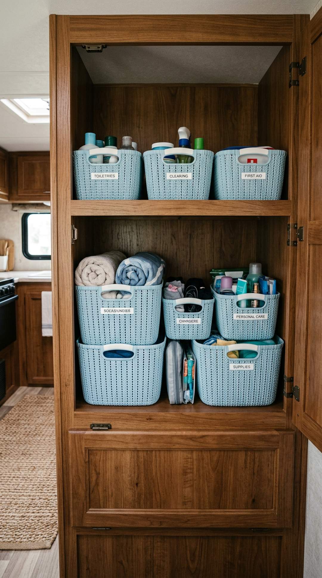 6. Light Blue Storage Solutions
