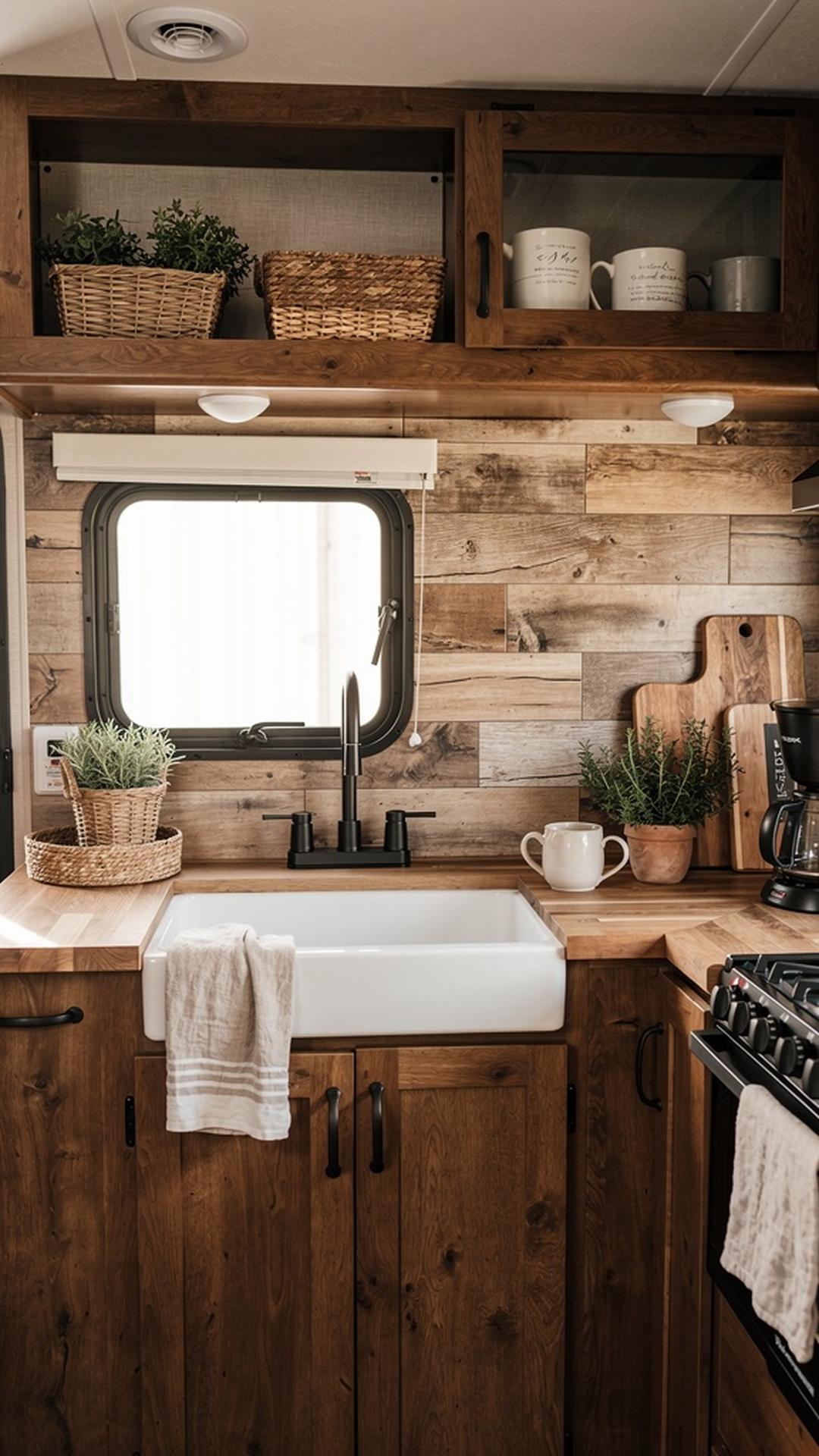 Natural Wood Shiplap Backsplash