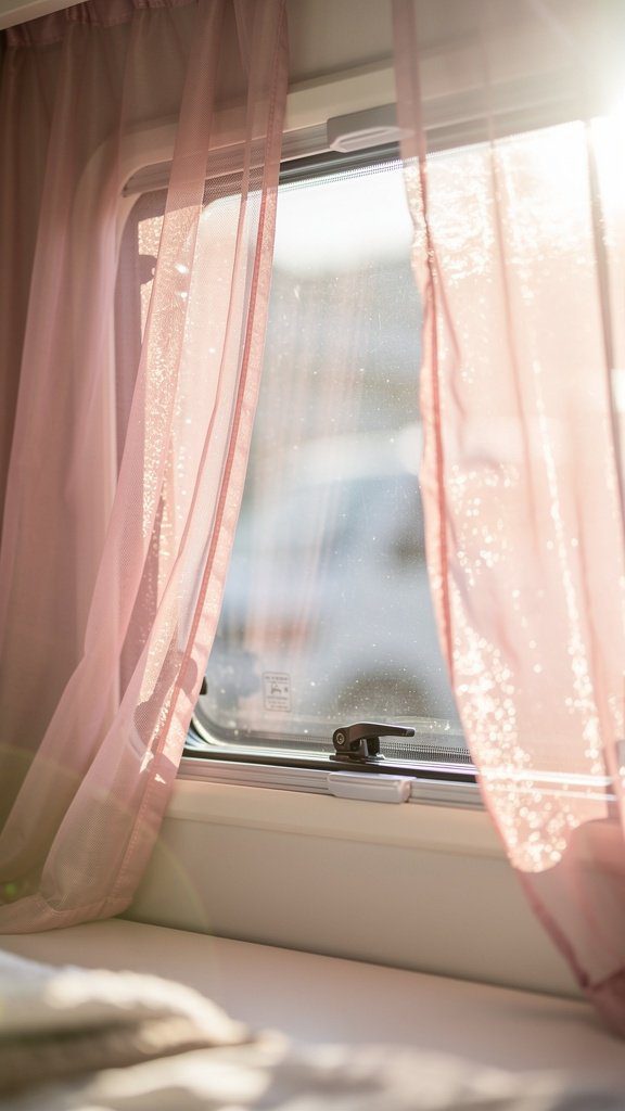 Pink Sheer Curtains - Pink RV Decorating Ideas