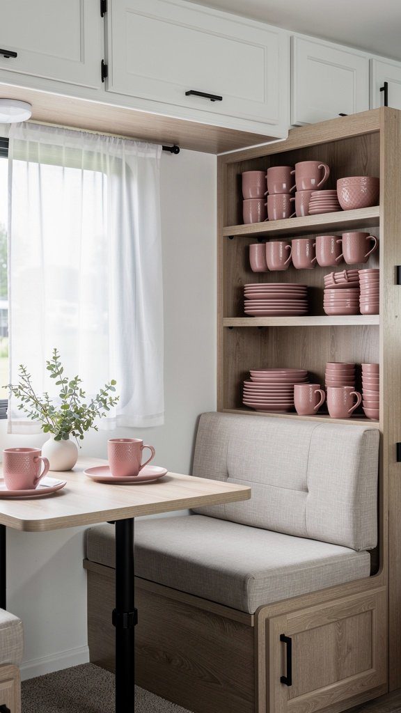 Pink Ceramic Dishware Collection - Pink RV Decorating Ideas