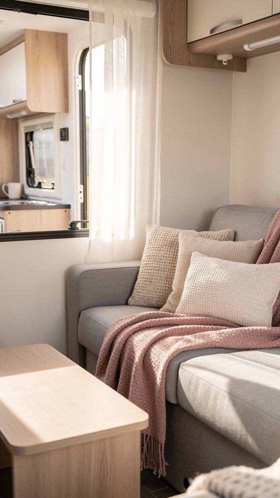 Dusty Rose Throw Blanket - Pink RV Decorating Ideas