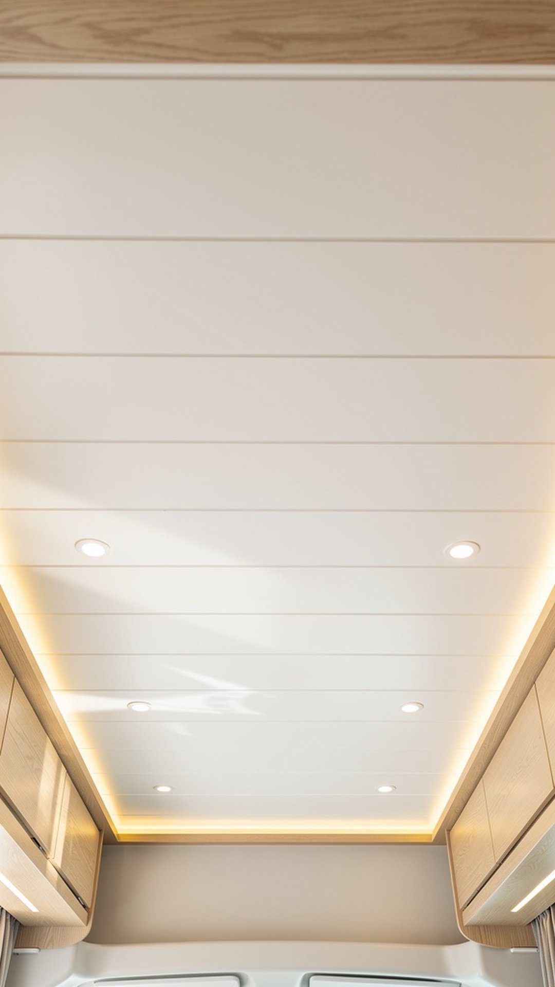 Shiplap ceiling treatment in RV camper