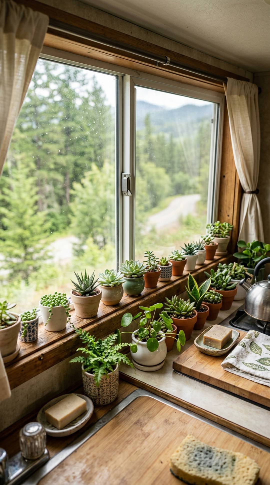 Small potted plants in RV