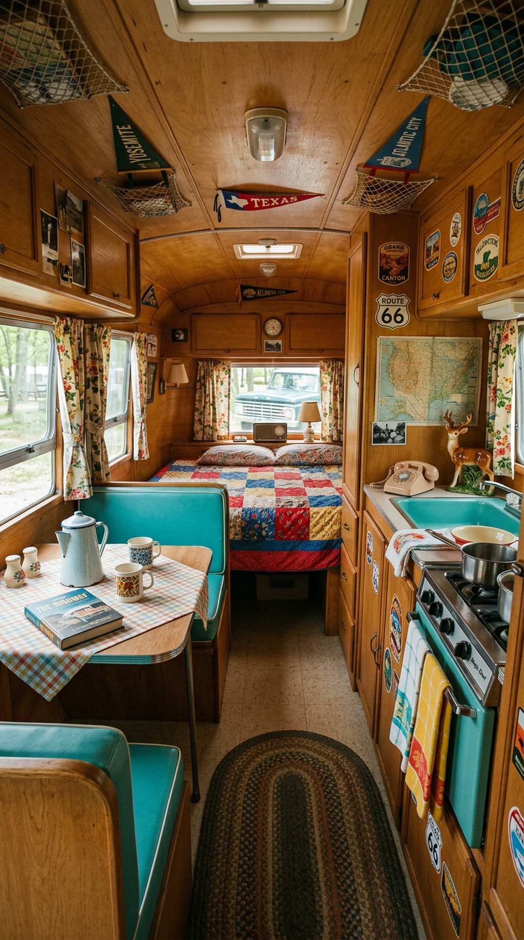 Vintage decorated RV interior