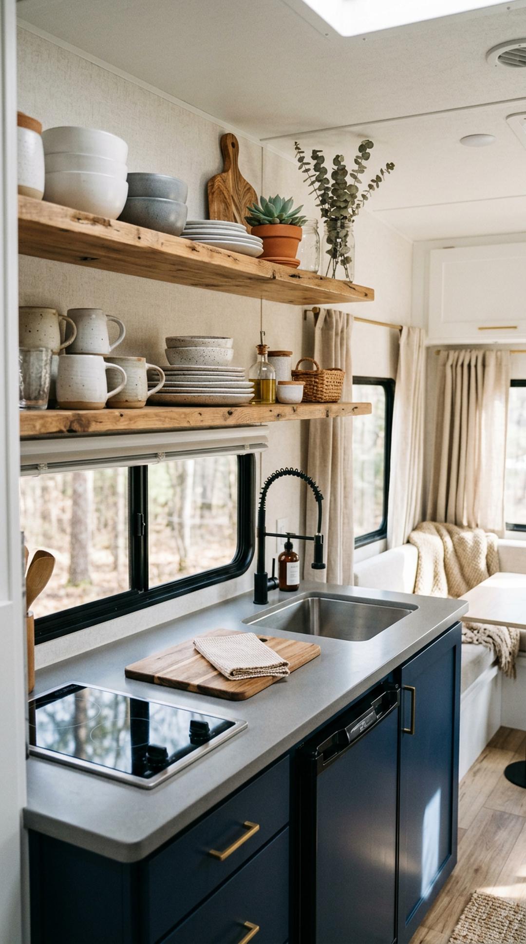 Stylish RV open shelving display