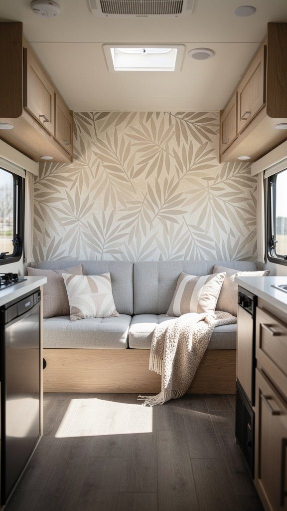 RV accent wall with removable wallpaper