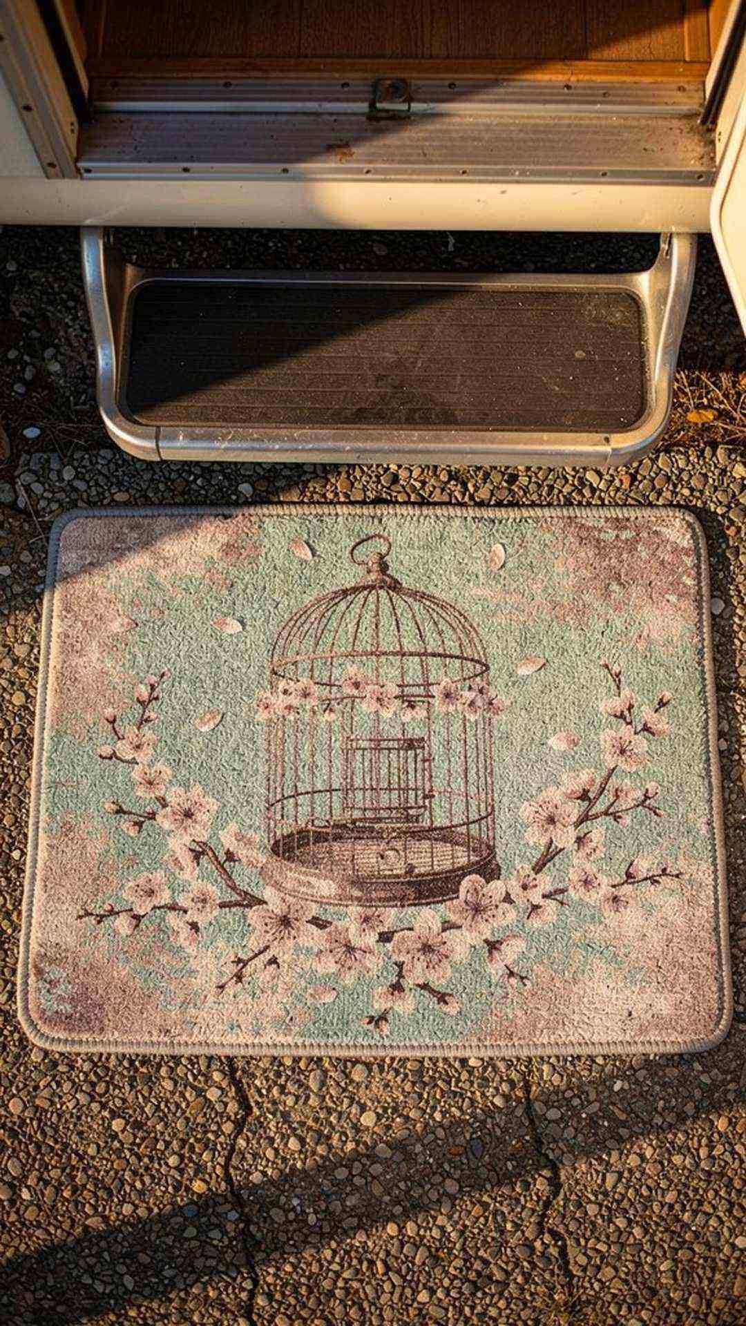 Romantic Bird Cage and Blossom Mat