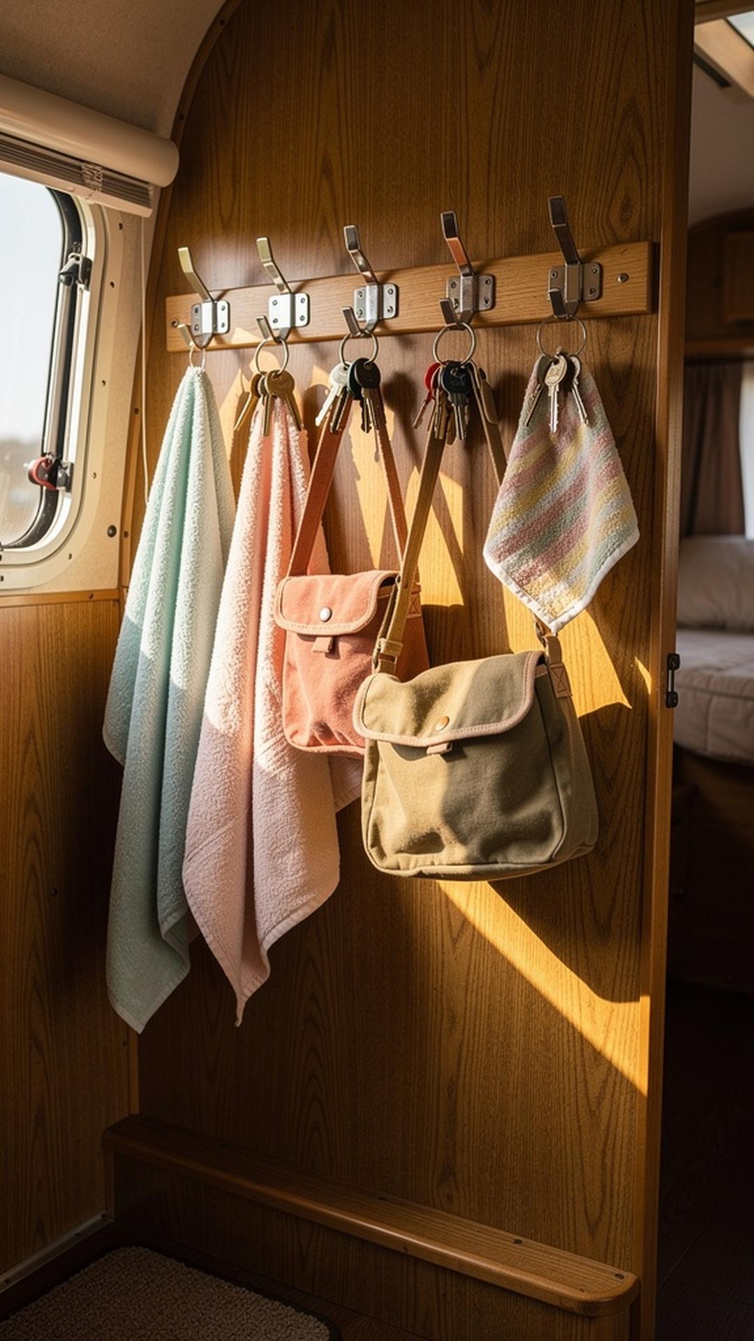 Command hooks on vintage camper walls