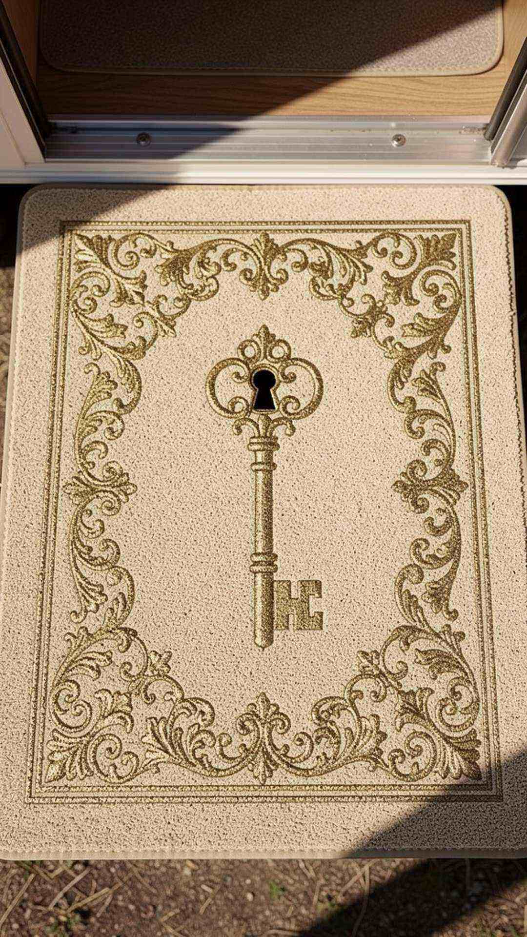 Vintage Key and Keyhole Mat