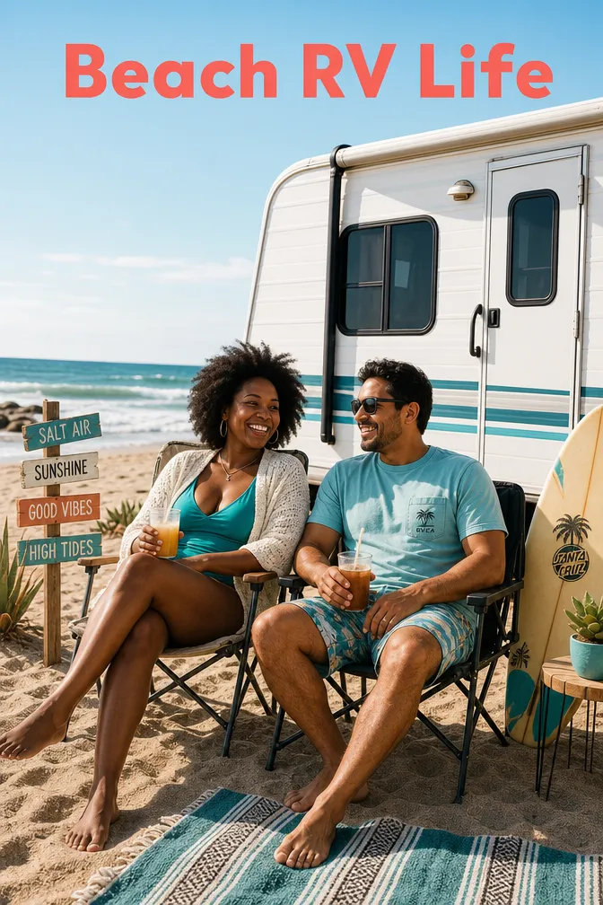 Editorial portrait/Pinterest format () bright natural daylight photo: a cheerful diverse couple — a Black woman with natural