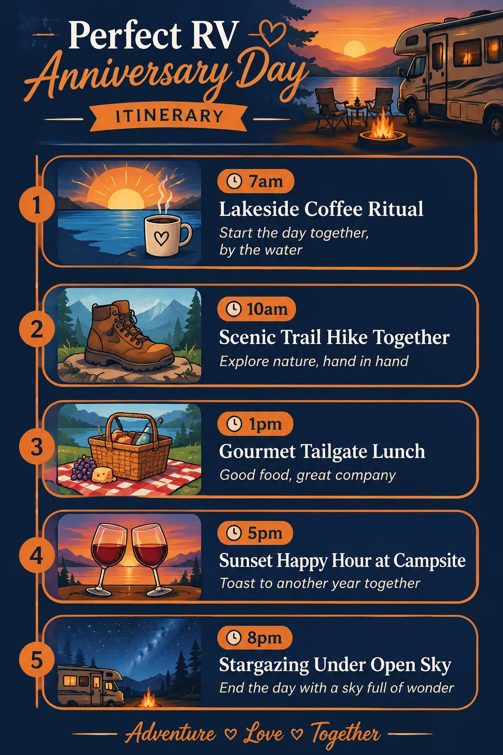 6. 🥂 Plan a "Progressive Dinner" Across Multiple Campsites