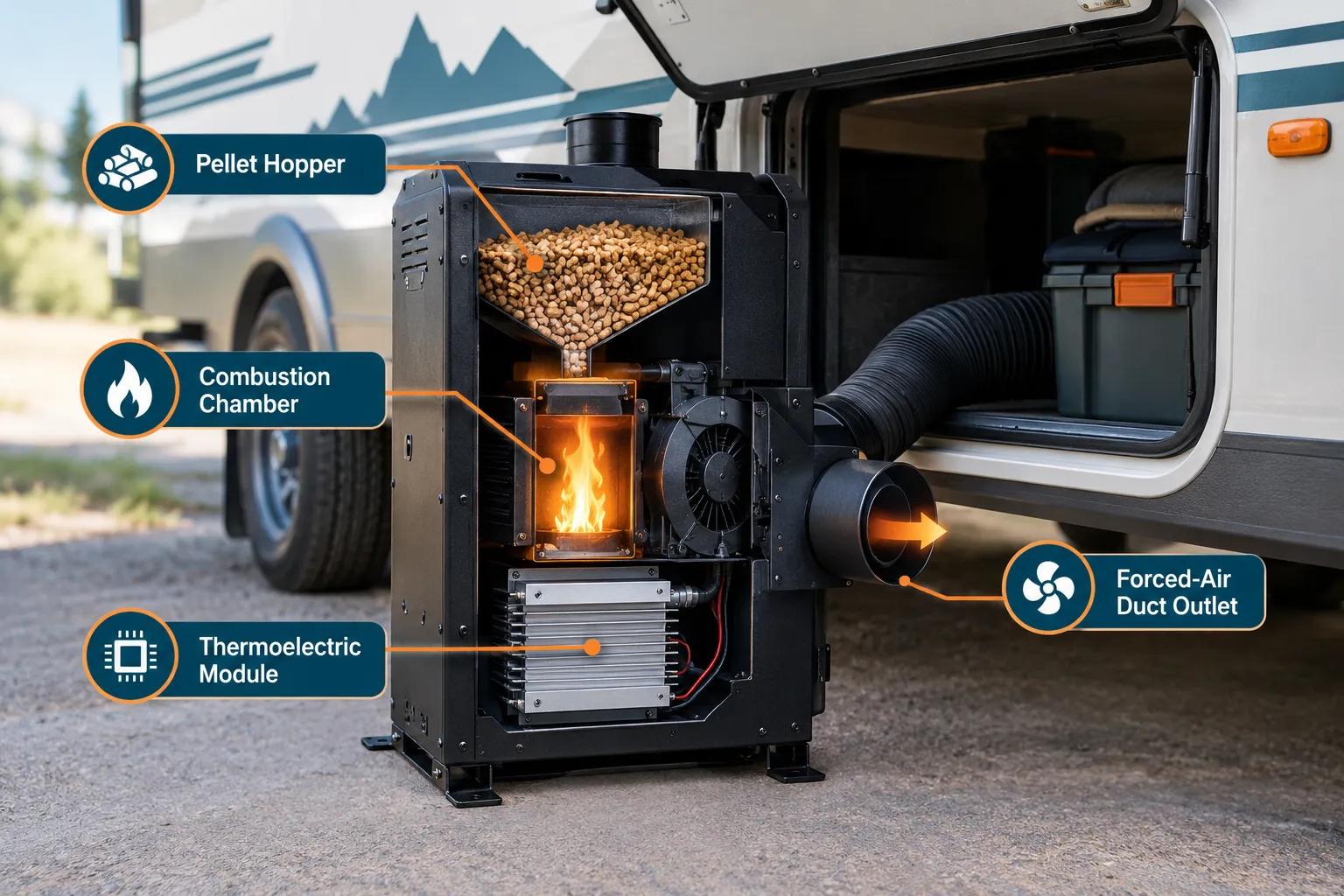 How CAMPel9 Is Changing Off-Grid and Cold-Weather RV Camping With New Self-Powered Pellet Heaters